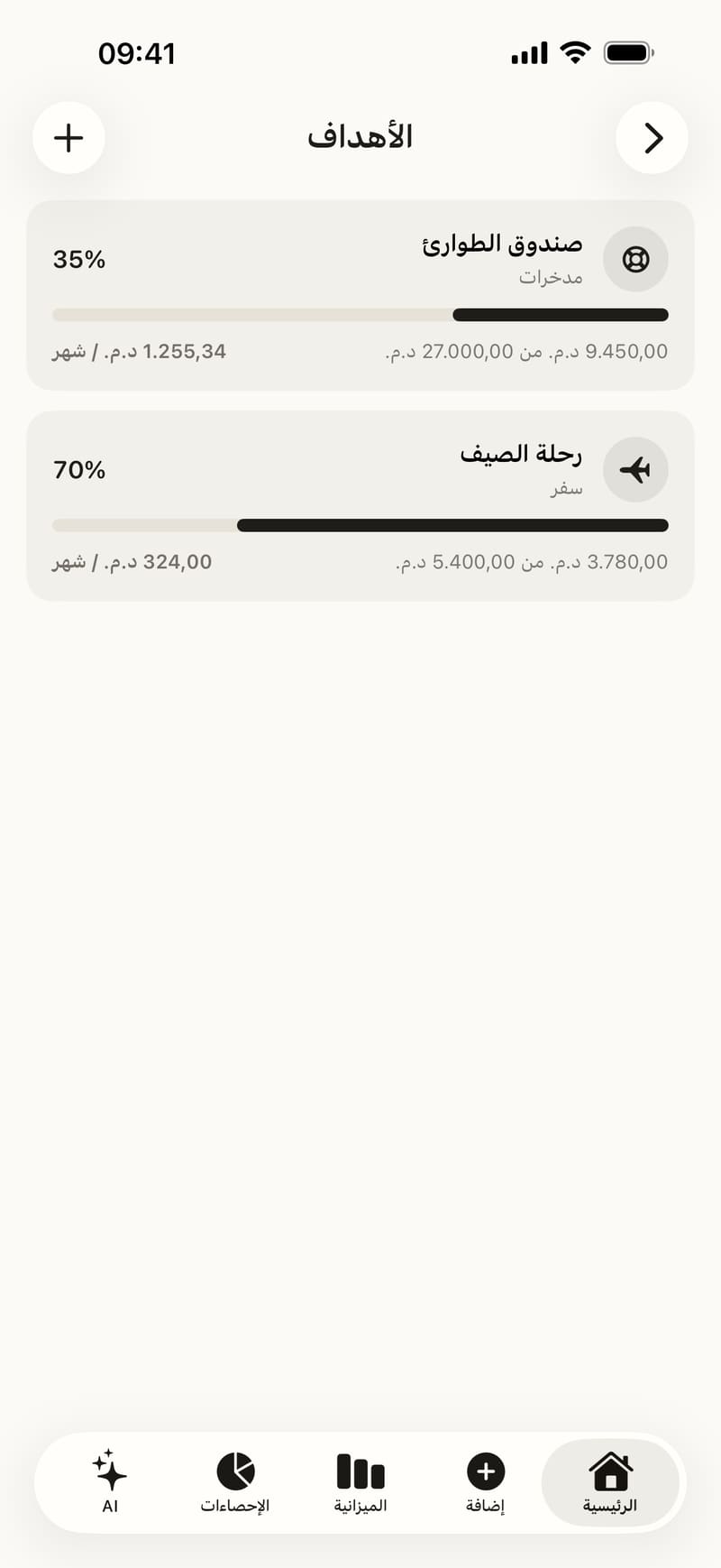 أهداف ادخار مع تقدّمها والمبلغ الذي يلزم ادخاره كل شهر