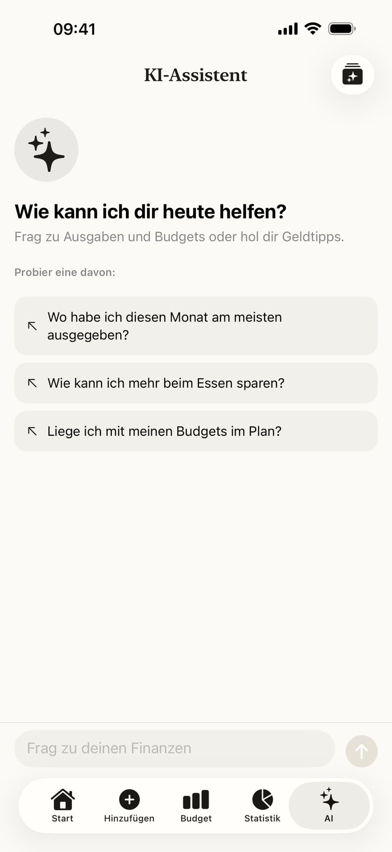 Der KI-Chat von Fince beantwortet eine Frage zu den Ausgaben des Monats