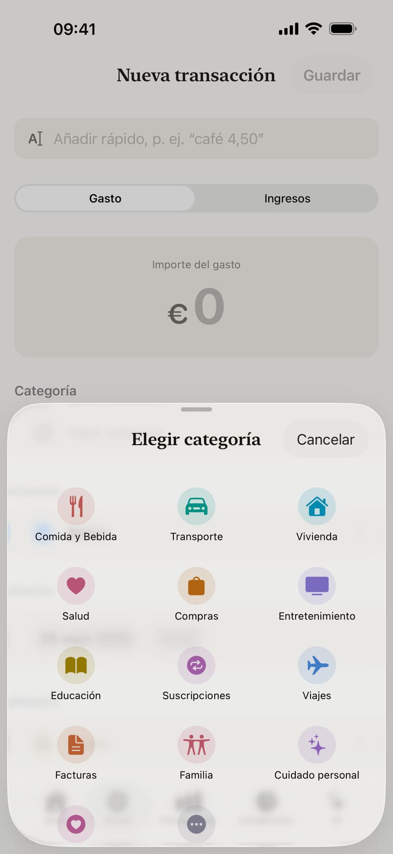 Añadir un gasto en Fince
