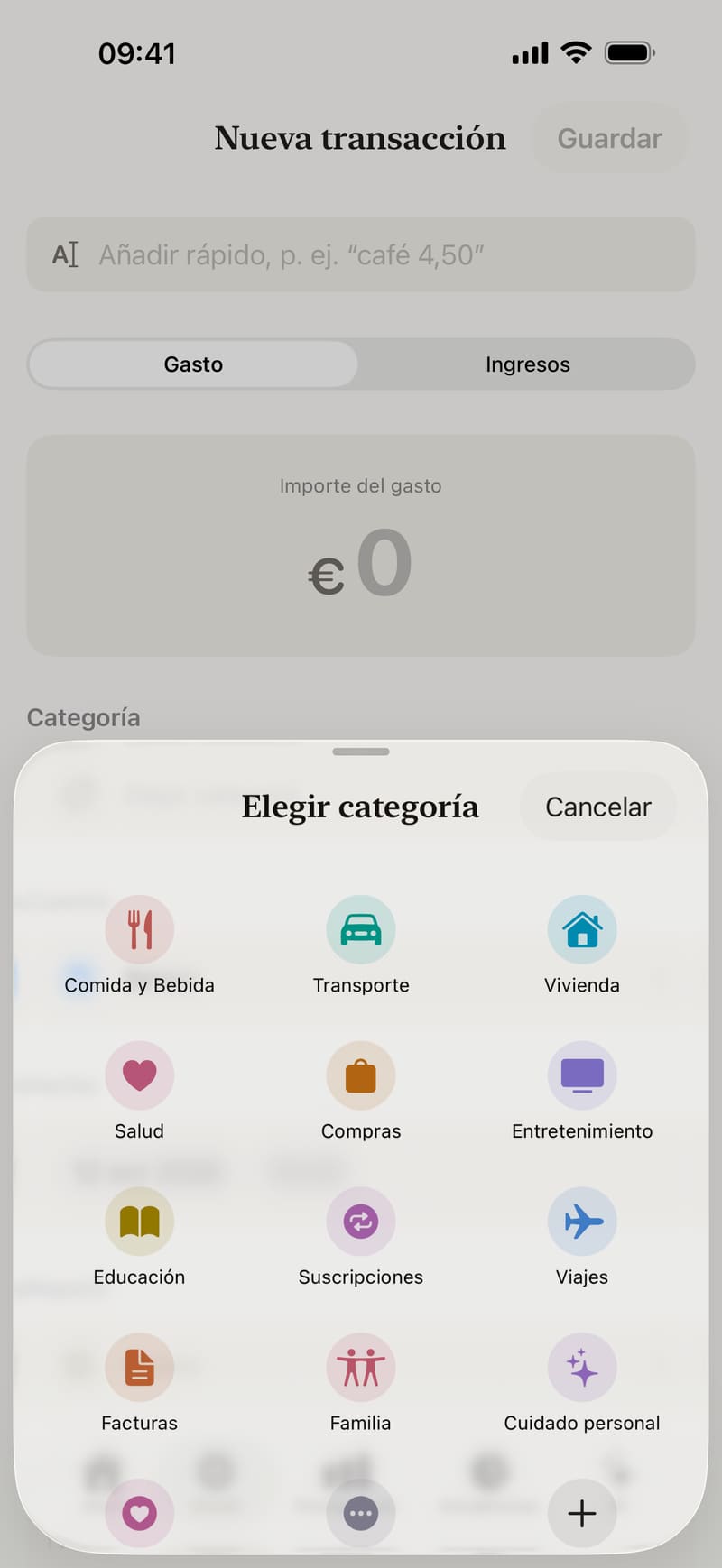 Nueva transacción en Fince: añadir rápido o rellenar a mano