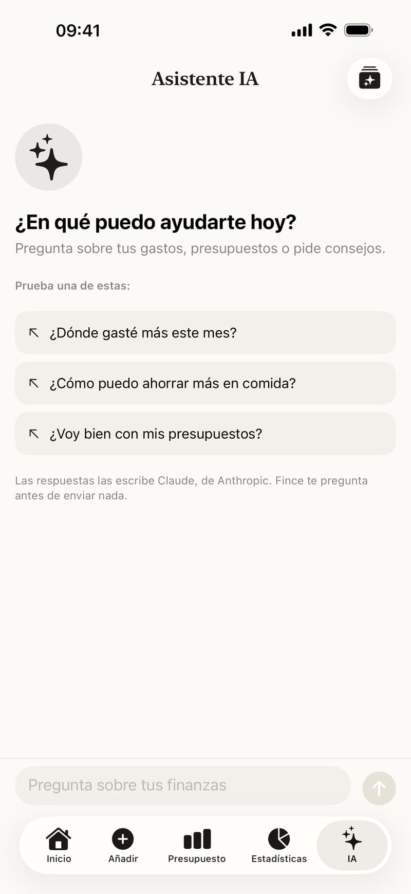 El Asistente IA y sus preguntas sugeridas